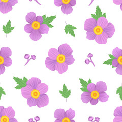 anemone flower pattern on white background. Illustration for printing, backgrounds, wallpapers, covers, packaging, greeting cards, posters, stickers, textile and seasonal design.