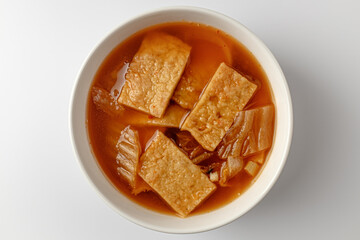 Kimchi Oden Soup on White Background