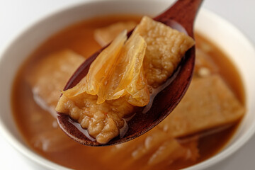 Kimchi Oden Soup on White Background