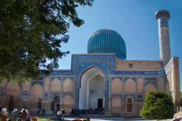 Ancient mausoleum, decorated with mosaics, Gur-Emir, Amir Temur in Samarkand, Uzbekistan, in summer. 30.04.2019