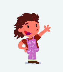 cartoon character of little girl on jeans explaining something while pointing.