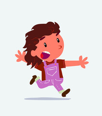 cartoon character of little girl on jeans running angry