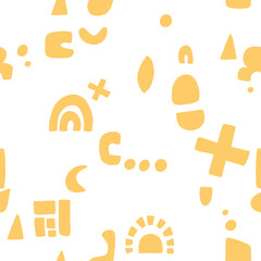 Pattern in folk style. Hand-drawn pattern with flowers.