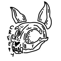 Skull of a cat. Halloween clipart. A tool for the ritual. Occult witchcraft.