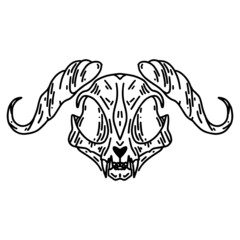 Skull of a cat. Halloween clipart. A tool for the ritual. Occult witchcraft.