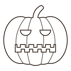 Halloween pampkin logo. Linear punpkin icon on white background. Black vector pumpkin illustration. Simple illlustration of halloween pumpkin.