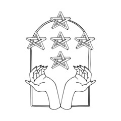 Vintage Mystic hands and impossible stars inside arch Illustration