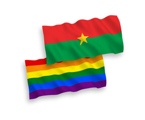 Obraz premium Flags of Burkina Faso and Rainbow gay pride on a white background