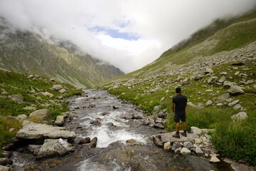 Fototapeta premium hikers in the mountain, vercenik pleatau, kackar mountain national park, turkey, rize, 