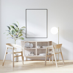 Interior Poster Frame Mockup with Modern Furniture Decoration
