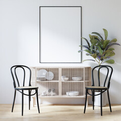 Interior Poster Frame Mockup with Modern Furniture Decoration
