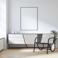 Interior Poster Frame Mockup with Modern Furniture Decoration
