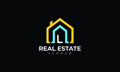 Alphabet L Real Estate Monogram Vector Logo Design, Letter L House Icon Template