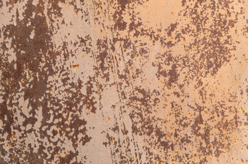 grunge background: rust on old painted metal surface, toning