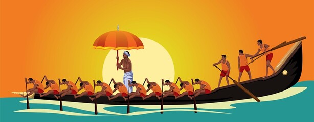 Kerala boat race competition. vector illustration design - obrazy, fototapety, plakaty