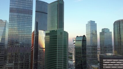 Fototapeta na wymiar City business centre with skyscrapers, aerial shot
