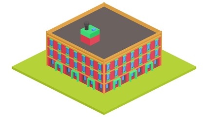Isometric isolated vector building apartment.