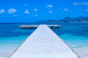 pier at Sandy Beach in the San Martin Caribbean Islands