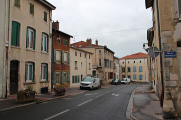 Fototapeta na wymiar steet and houses in saint-nicolas-du-port in lorraine (france) 