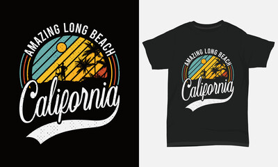 Summer T-shirt Design " Amazing long beach California " 