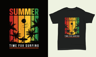 Summer T-shirt Design " Summer time for surfing "