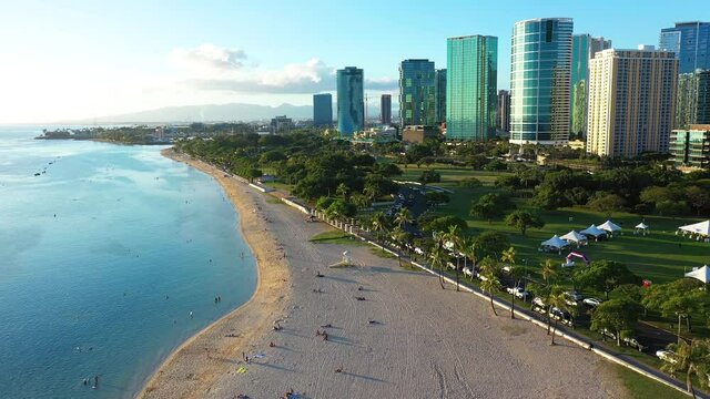 Aerial view of Ala Moana area of Honolulu