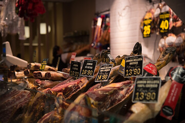 Food, hams at market