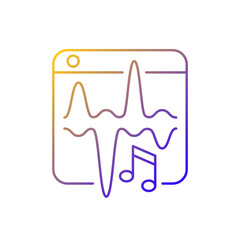Music streaming service gradient linear vector icon. Listening to songs, podcasts online. Personal playlist. Thin line color symbols. Modern style pictogram. Vector isolated outline drawing