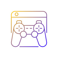 Game platforms gradient linear vector icon. Playing video games. Desktop application. Two-dimensional graphics. Thin line color symbols. Modern style pictogram. Vector isolated outline drawing