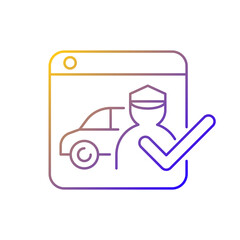 Ride-hailing platforms gradient linear vector icon. Ridesharing company. Hiring personal driver online. Thin line color symbols. Modern style pictogram. Vector isolated outline drawing