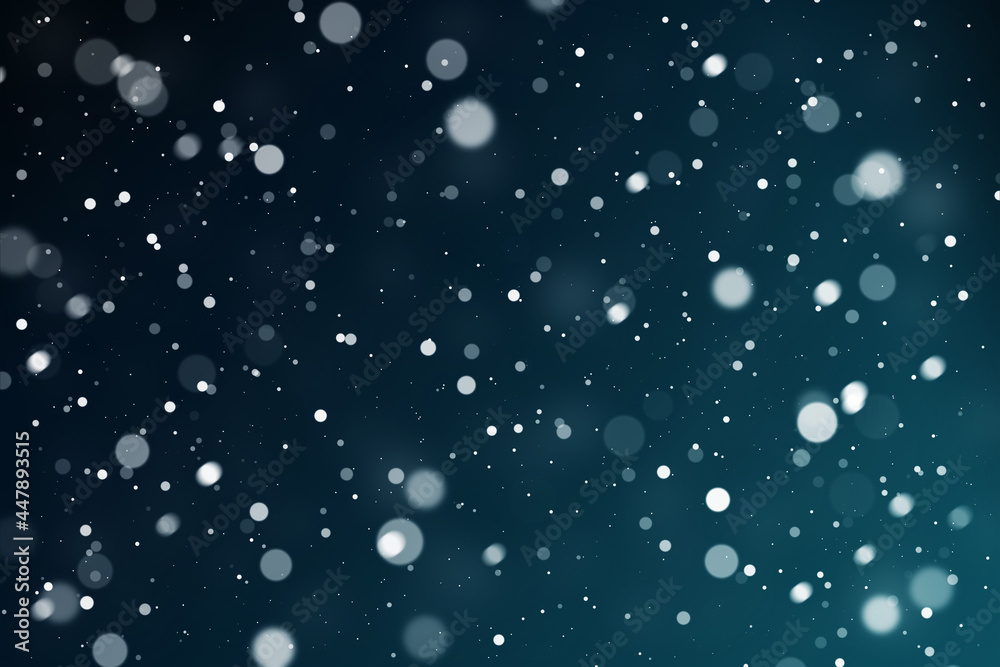 Wall mural illustration of white shiny spots on dark background. bokeh abstract background.