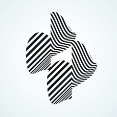 Fototapeta premium Trendy Logo with flow lines . Geometric unusual icon Design . Vector stripes . Organic shape.