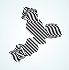 Trendy Logo with flow lines . Geometric unusual icon Design . Vector stripes . Organic shape.