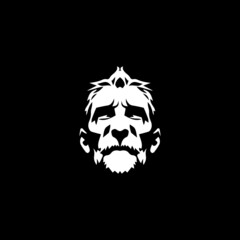 Old king bearded monkey gorilla face vector logo design