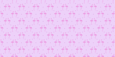 Seamless dotted wallpaper with flamingos. Сouple in love. Abstract polka texture with birds. Valentine's day