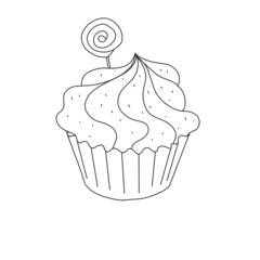 Illustration of a pancake in the style of linart with topping and fruit