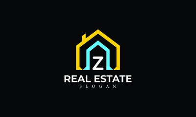 Alphabet Z Real Estate Monogram Vector Logo Design, Letter Z House Icon Template