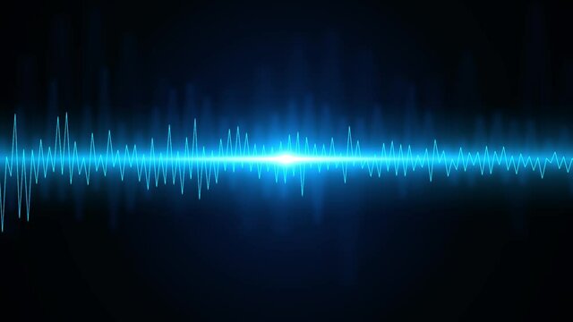 4K Loop Abstract Audio wavefrom music waves oscillation. Futuristic sound wave visualization. Equalizer Music or sound wave Background Animation. Blue high tech waveform