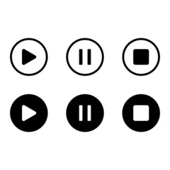 Media Button Icons. Play Pause and Stop icon set