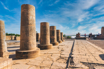 Temple of Kom Ombo dedicated to the crocodile god Sobek and the falcon god Haroeris - Entrance -