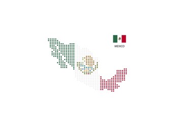 Mexico map design by color of Mexico flag in circle shape, White background with Mexico flag.