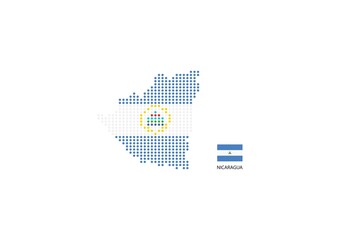 Nicaragua map design by color of Nicaragua flag in circle shape, White background with Nicaragua flag.
