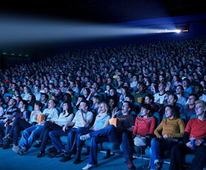 Fototapeta na wymiar Audience in movie theater