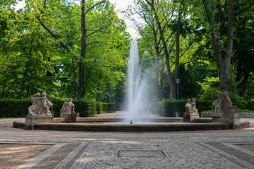 07/27/2021 Berlin, Germany: Wonderful fountains in the Volkspark  Friedrichshain