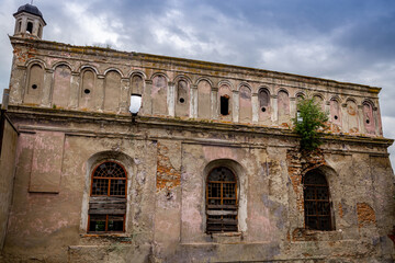 Old synagogue in the city of Zhovkva, Lviv region of Ukraine.