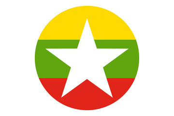 Circle flag vector of Myanmar on white background.