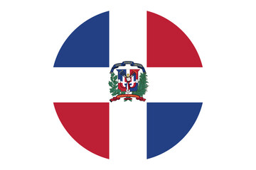 Circle flag vector of Dominican Republic on white background. - obrazy, fototapety, plakaty