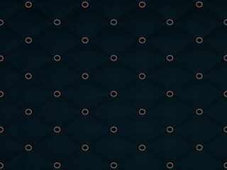 Dark blue leather upholstery with decorative buttons like onyx. Luxury background best for wallpaper.