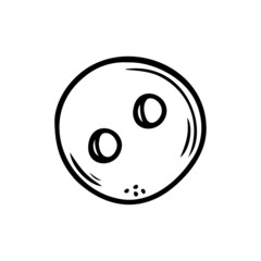 Hand drawn round sewing button isolated on a white background. Doodle, simple outline illustration. It can be used for decoration of textile, paper.