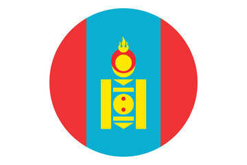 Obraz premium Circle flag vector of Mongolia on white background.